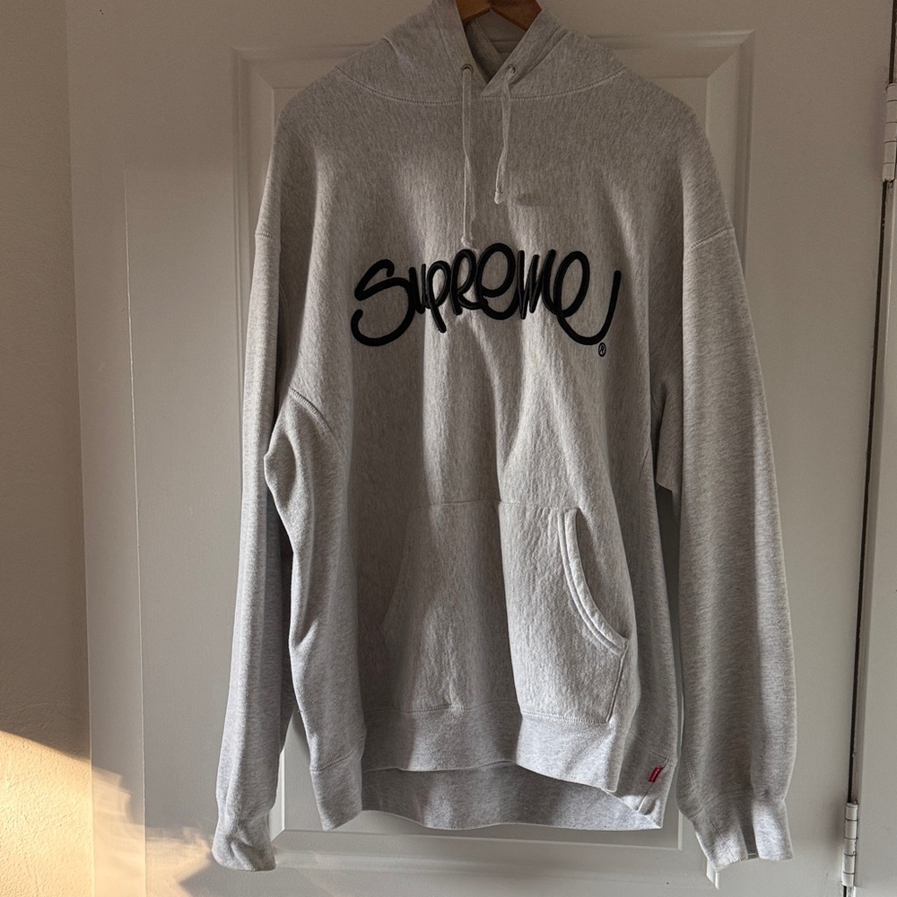 Supreme Light Gray Hoodie with Black Logo